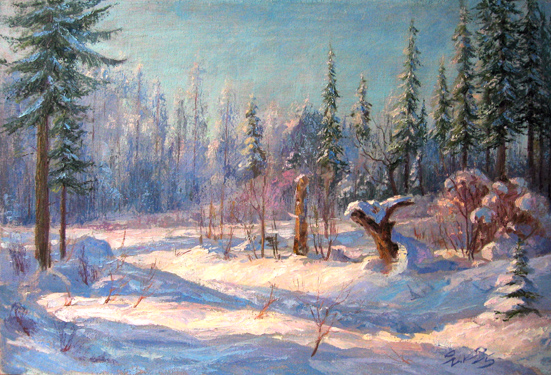 Зимний пейзаж. Картина живопись
